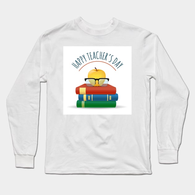 Happy Teachers Day Illustration Long Sleeve T-Shirt by devaleta